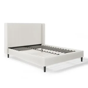 Alara Pleated Teddy Fabric Bed Frame sprung slats
