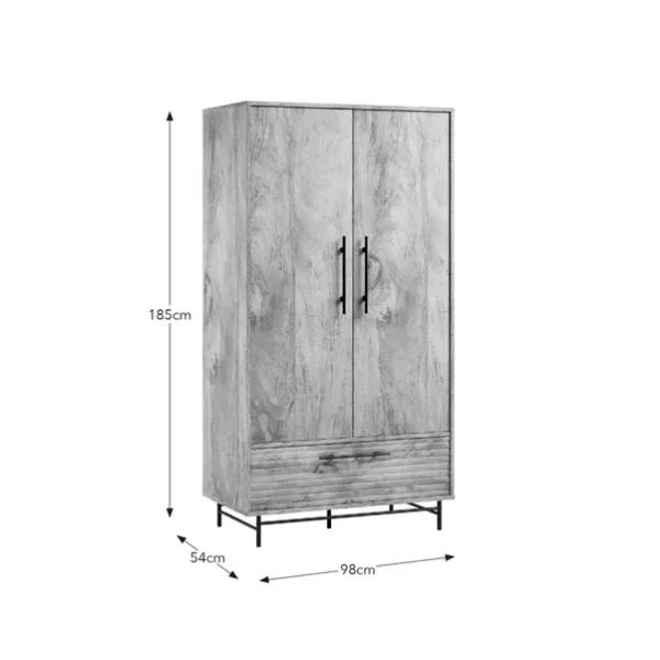 Bryant Double Wardrobe, Mango Wood Effect dimensions