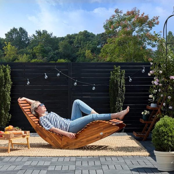 CASARIA JAVA Rocking Wooden Garden Lounger in garden