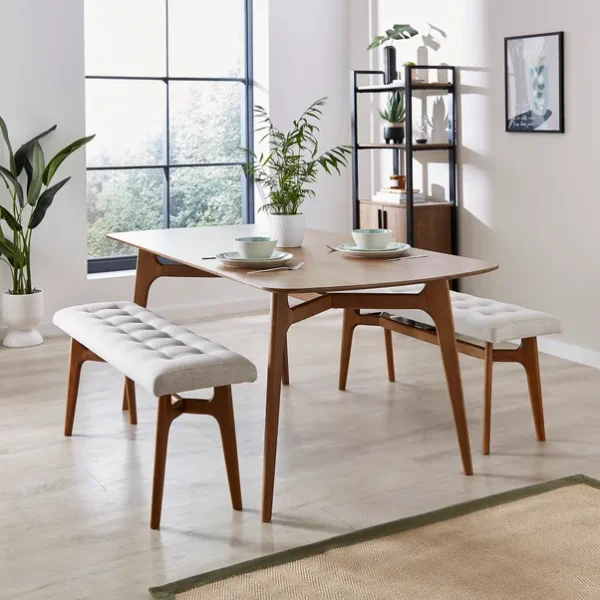 Elements Alva 6 Seater Rectangular Dining Table, Walnut Stained