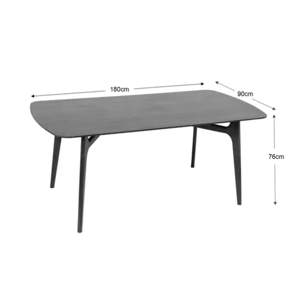 Elements Alva 6 Seater Rectangular Dining Table, Walnut Stained dimensions
