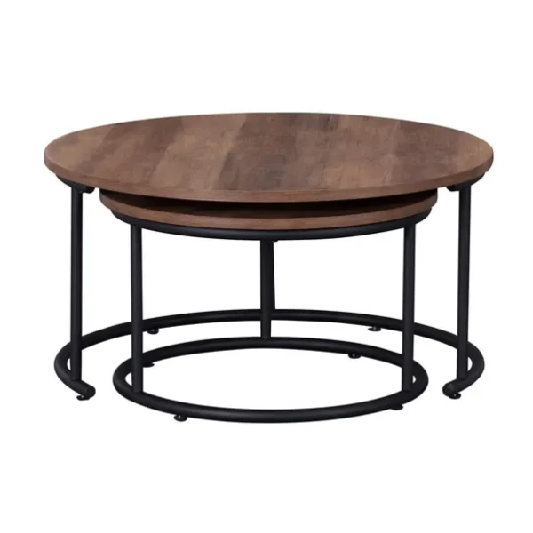 Fulton Coffee Nest of Tables, Pine Effect close up