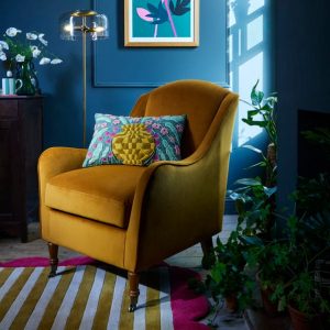 Harriet Velvet Wing Armchair, Amber Gold-3