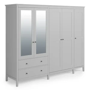 Lynton 5 Door Wardrobe, Grey