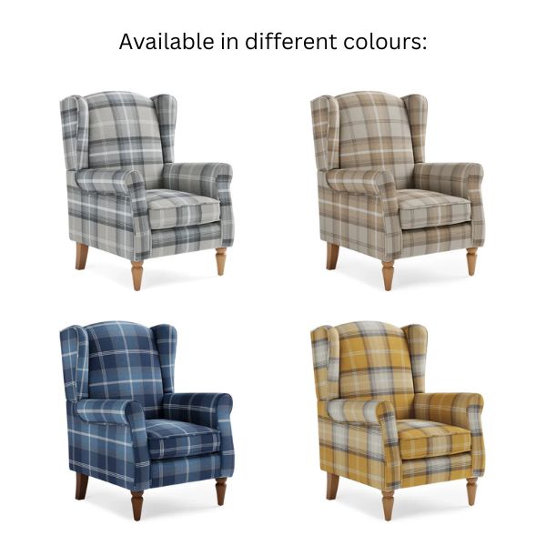 Furniture Dunelm Oswald Chair Grey Oswald Check Wingback