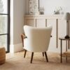 Eliza Ivory Borg Wooden Arm Cocktail Chair close up