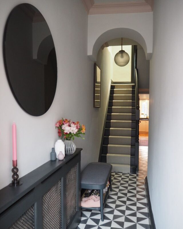 hallway with storage bench