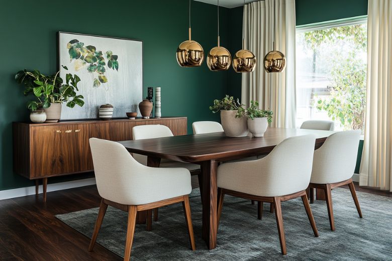 green walls with dark hardwood floors