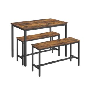 VASAGLE Dining Table set with 2 Benches