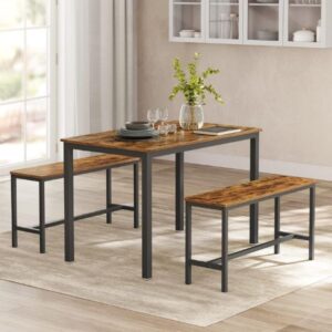 VASAGLE Dining Table with 2 Benches