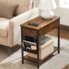VASAGLE Side Table with Charging Station