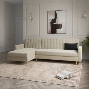 Kendall Quilted Velvet Clic Clac Storage Corner Sofa Bed