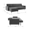Kendall Quilted Velvet Clic Clac Storage Corner Sofa Bed size and dimensions