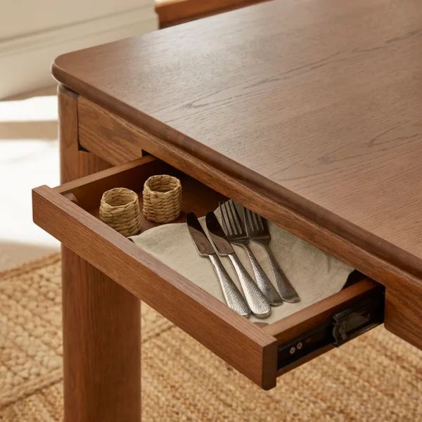 Reeva Extendable 6 to 8 Seater Rectangular Dining Table with storage drawer