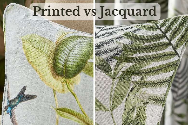 jacquard vs printed polyester fabric close up